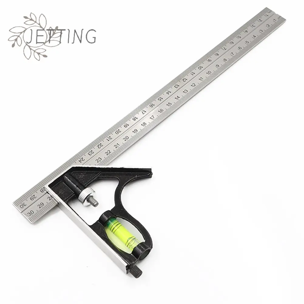 Precise Stainless Steel Measuring Tools Aluminium Combination Square Diy Workshop Hardware Angle Spirit Level 12" (300mm)