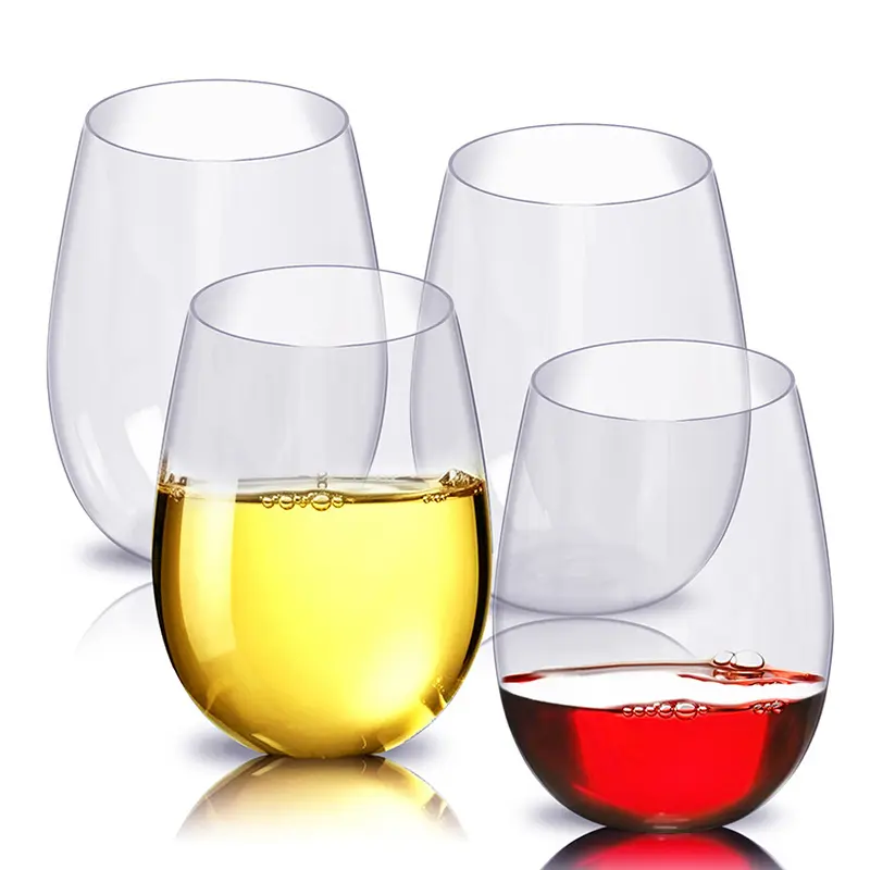 2pcs Shatterproof Plastic Wine Glass Unbreakable PET Red Wine Tumbler Glasses Cups Reusable Transparent Fruit Juice Beer Cup