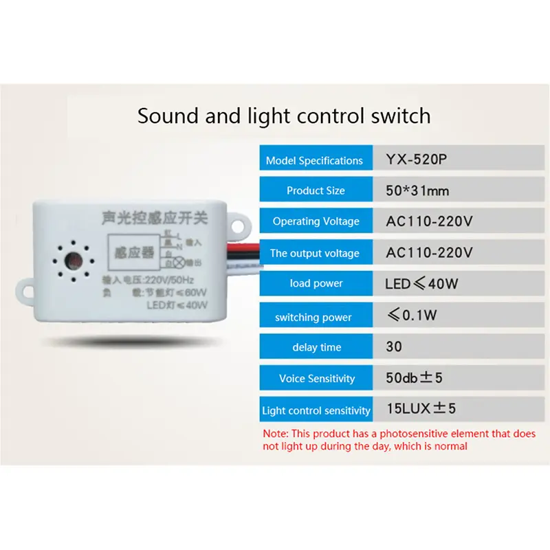 220V Home Improvement Smart Switches Module Detector Sound Voice Sensor Intelligent Auto on Off Light Switch Accessories