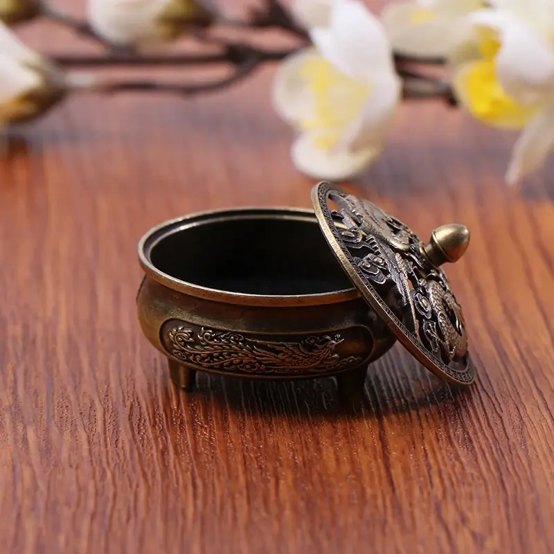 Alloy Antique Three-legged Aromatherapy Stove DIY Household Indoor Pan Incense Wire Incense Burner Tea Ceremony Decoration