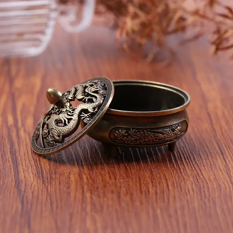Alloy Antique Three-legged Aromatherapy Stove DIY Household Indoor Pan Incense Wire Incense Burner Tea Ceremony Decoration