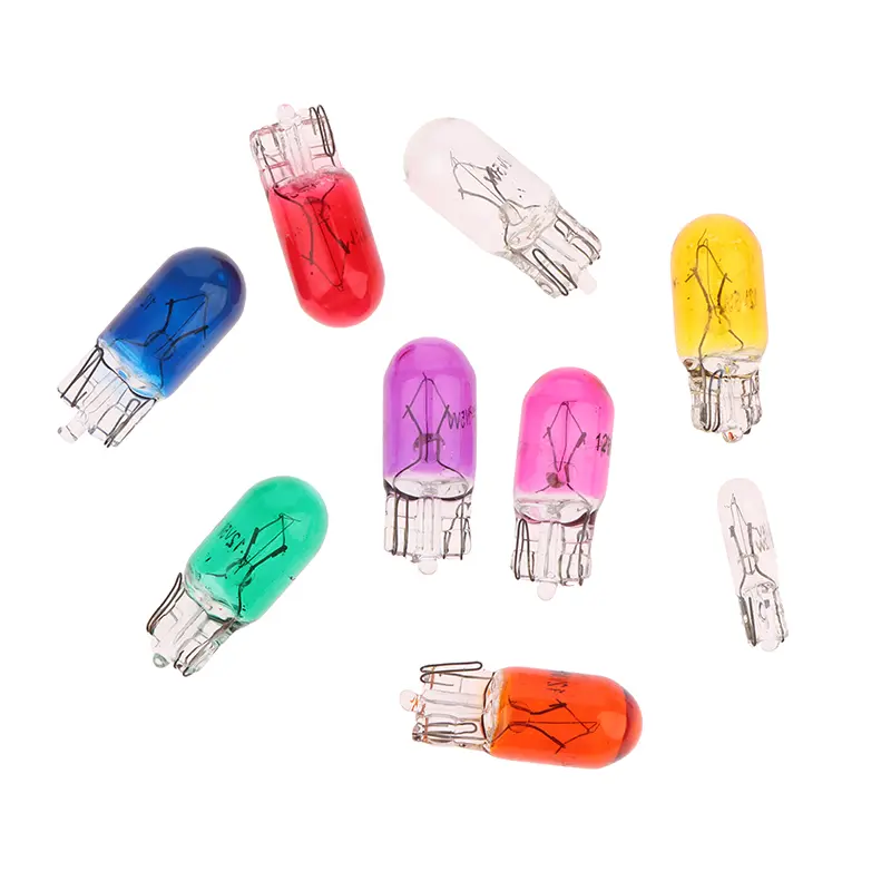 10Pcs 12V 5W T10 Glass Light Bulb Dashboard Instrument Panel Brake Light Bulbs Headlights Lamp Lights Car Lights