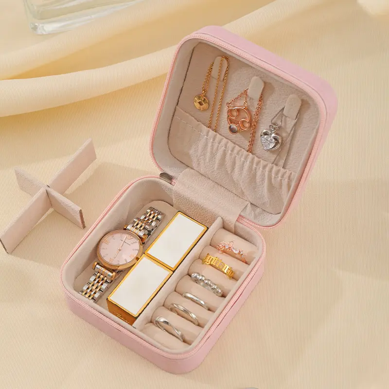Jewelry Storage Box Travel Organizer Jewelry Case Leather Storage Earrings Necklace Ring Jewelry Organizer Display