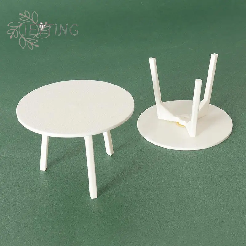 1 Piece Dollhouse Miniature White Round Table Model Simulation Furniture Decoration DIY Accessories Toys