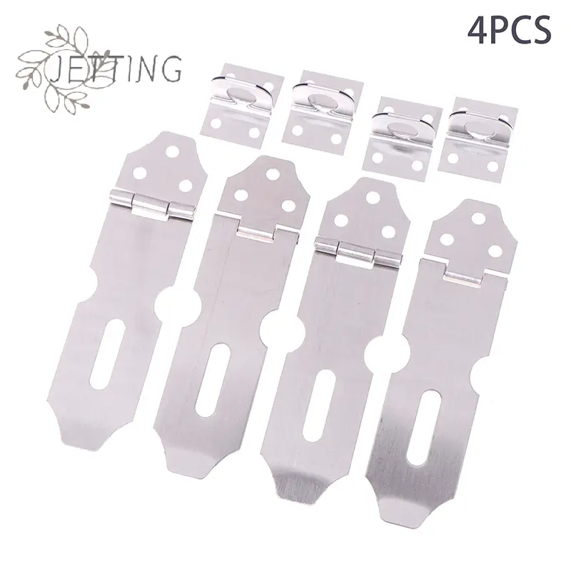 4PCS Stainless Steel Lock Door Padlock Hasp Door Clasp Lock 90 Degree Angle Shed Gate Latch Burglar-proof Bolt Door Buckle
