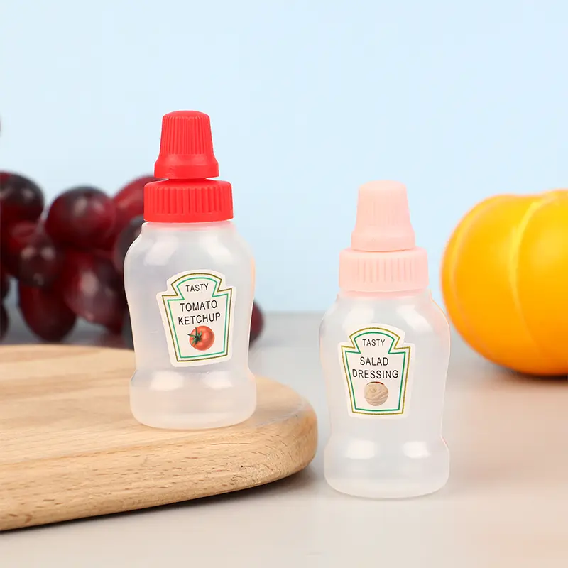 4Pcs/set Mini Sauce Bottle Ketchup Honey Salad Containers Bottles Portable Sauce Jars Storage Lunch Box Dressing Dispensers