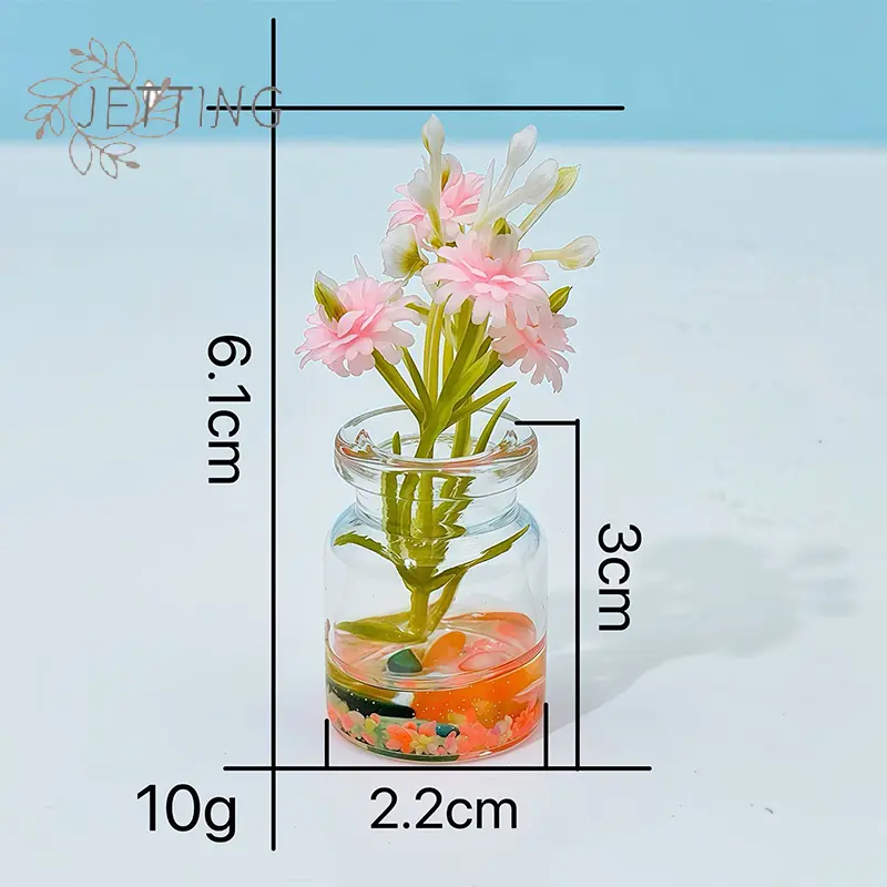 5PCS Super Bright Luminous Vase Simulated Flowers Ins Style Creative Car Interior Center Console Desktop Glass Ornaments