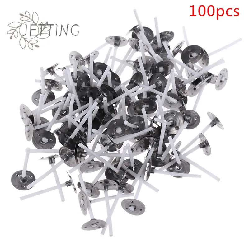 100Pcs Candle Wicks Waxed Cotton With Stand Original Smokeless Candle Wick For DIY Candle Silicone Mold Candle Making Supplies