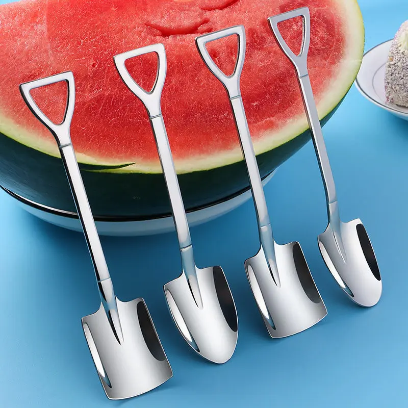 Exquisite Coffee Spoon Cutlery Set Stainless Steel Retro Iron Shovel Cream Spoon Scoop Creative Spoon Tea-spoon Tableware