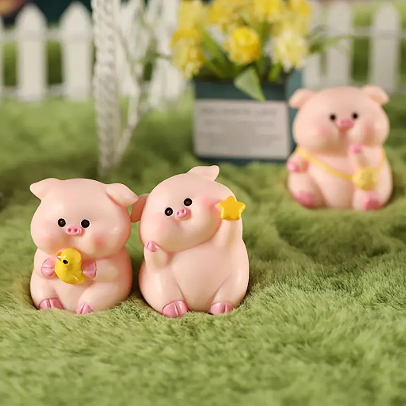 1pc Mini Cute Pig Figurine Animal Model Moss Micro Landscape Home Decor Miniature Fairy Garden Decoration Accessories