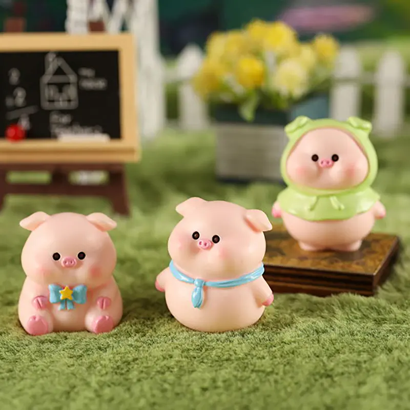 1pc Mini Cute Pig Figurine Animal Model Moss Micro Landscape Home Decor Miniature Fairy Garden Decoration Accessories