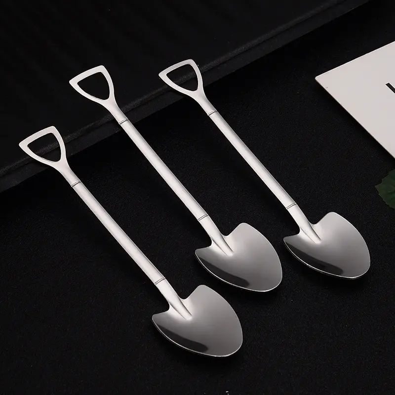 Exquisite Coffee Spoon Cutlery Set Stainless Steel Retro Iron Shovel Cream Spoon Scoop Creative Spoon Tea-spoon Tableware