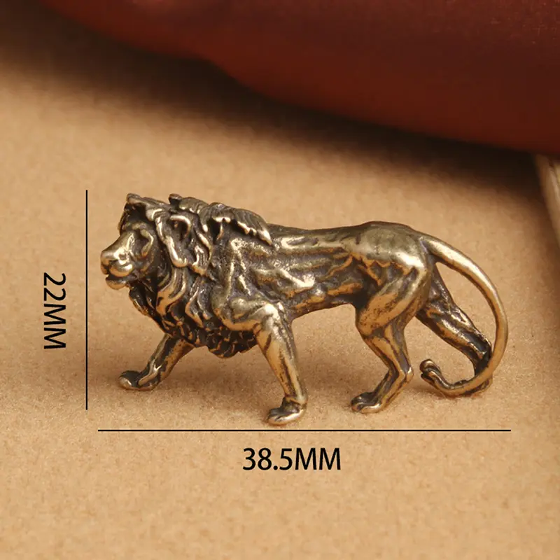 Lion King Pure Copper Majestic Miniatures Figurines Desk Decorations Vintage Brass Mini Animal Statue Home Decor Ornaments Craft
