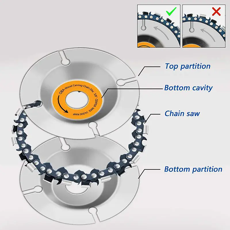 Universal 4 Inch 22 Tooth Angle Grinder Disc Dedicated Chain Disc Woodwork Carving Chain Saw Disc Slotting Blade Tool