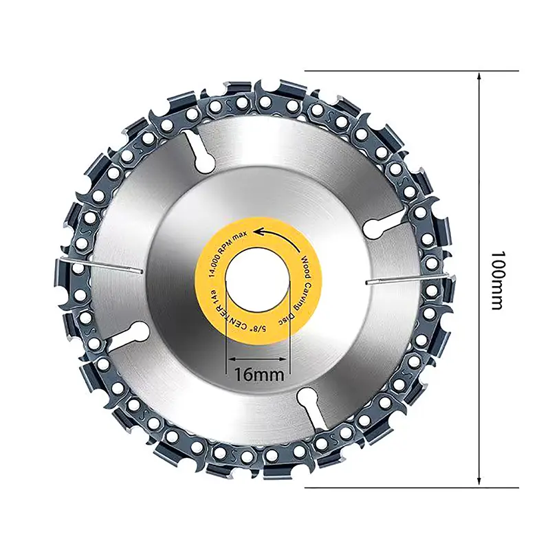 Universal 4 Inch 22 Tooth Angle Grinder Disc Dedicated Chain Disc Woodwork Carving Chain Saw Disc Slotting Blade Tool