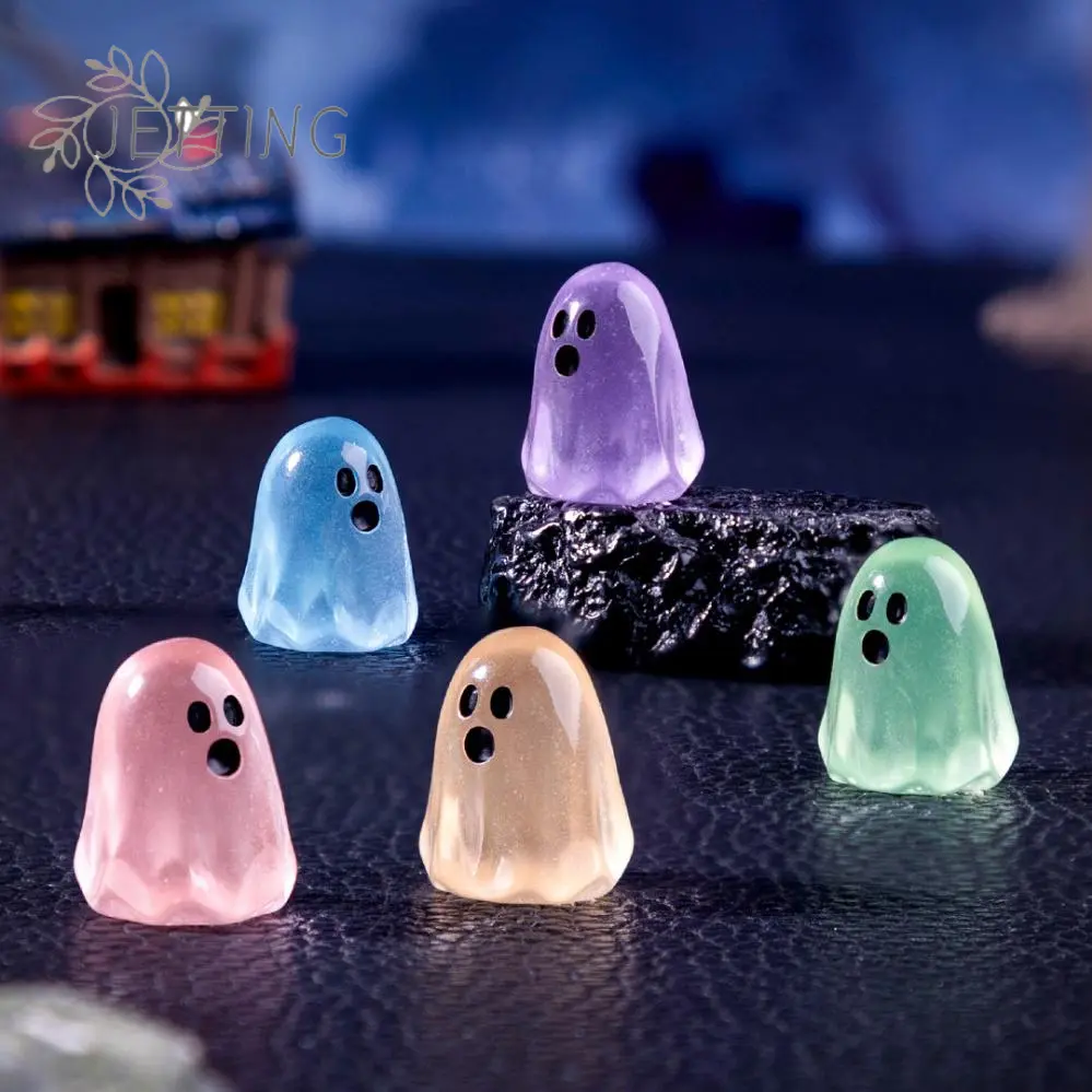 10PCS Luminous Ghost Figures Glowing At Night Action Figure Mini Micro Landscape Miniatures Halloween Decoration Gifts Festive