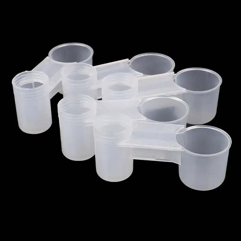 5Pcs Plastic Pet Bird Dove Drinker Bowl Quail Water Cups Bottle Pigeon Parrot Hamster Double Nozzle Water Guide Transparent