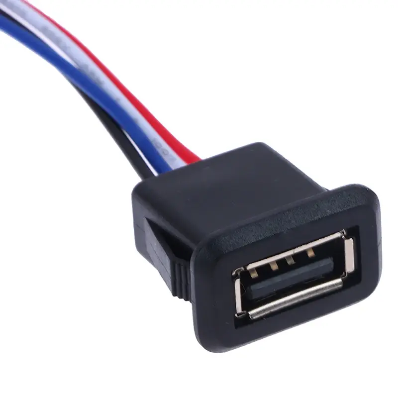 1Pc 2Wire 4Wire USB 2.0 Female Power Jack USB2.0 Charging Port Connector with PH 2.0 Cable Electric Terminals USB Charger Socket