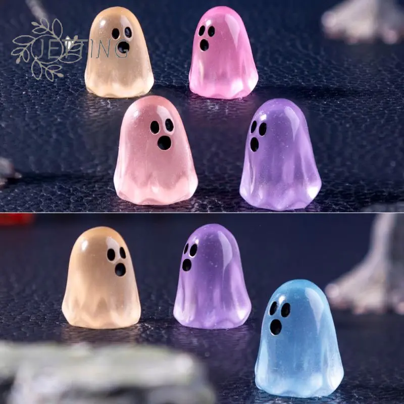 10PCS Luminous Ghost Figures Glowing At Night Action Figure Mini Micro Landscape Miniatures Halloween Decoration Gifts Festive