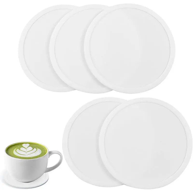 Non Slip Silicone Drink Coasters Large Black Cup Coaster Set For Outdoor Drinks Anti Stain & Heat Resistant - Cup Tab