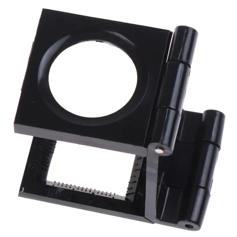 Hot 1pc 28mm 10X Microscope Folding Magnifier Stand Loupe With Scale For Textile Optical Foldable Magnifying Glass Tool
