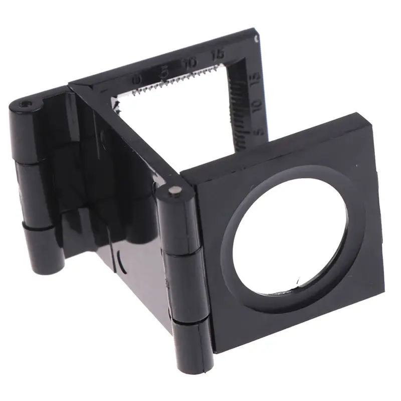 Hot 1pc 28mm 10X Microscope Folding Magnifier Stand Loupe With Scale For Textile Optical Foldable Magnifying Glass Tool