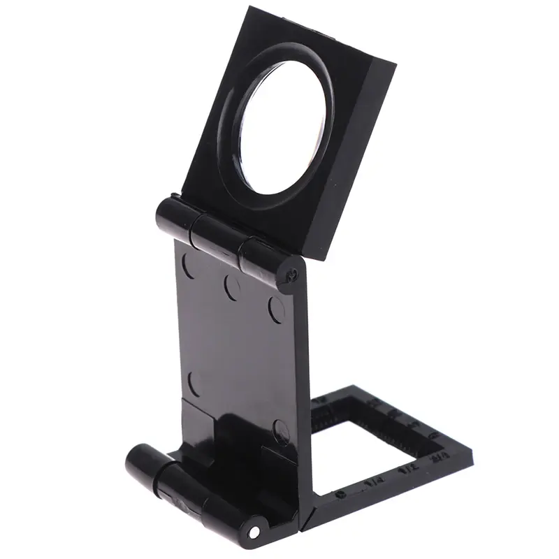 Hot 1pc 28mm 10X Microscope Folding Magnifier Stand Loupe With Scale For Textile Optical Foldable Magnifying Glass Tool