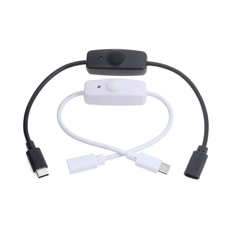 30cm Type-C Male To Female USB-C Extension Cable Button Switch For Raspberry Pi 4 LED Night Light Mini Fan