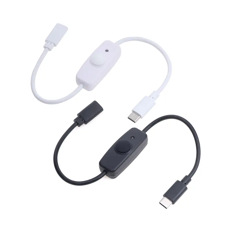 30cm Type-C Male To Female USB-C Extension Cable Button Switch For Raspberry Pi 4 LED Night Light Mini Fan