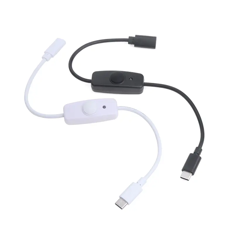 30cm Type-C Male To Female USB-C Extension Cable Button Switch For Raspberry Pi 4 LED Night Light Mini Fan