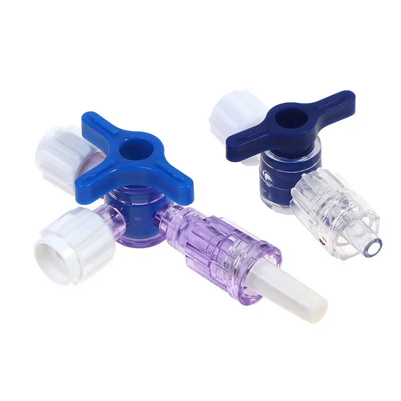 Flexiable Plastic 2 Way Stop Cock For Clinical Hospital Luer Lock Adapter 3 Way Stopcock T-Connector Extension Tube