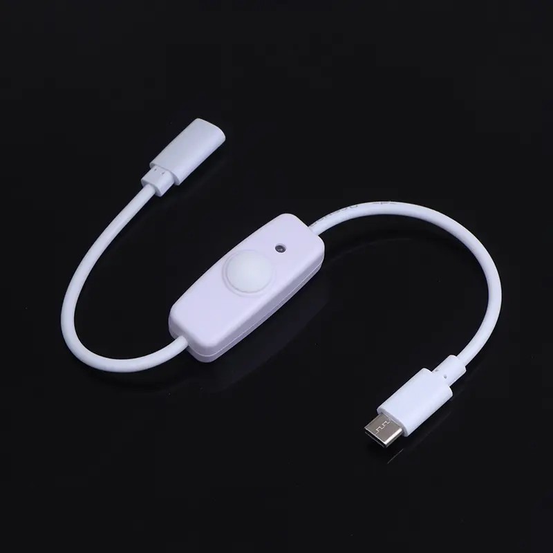 30cm Type-C Male To Female USB-C Extension Cable Button Switch For Raspberry Pi 4 LED Night Light Mini Fan