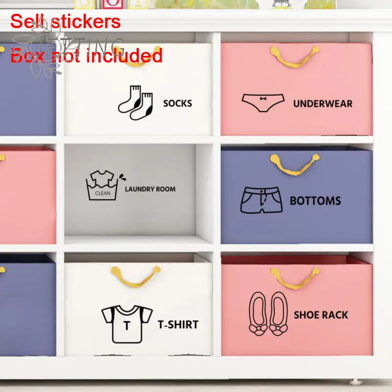 7PC Clothing Label Wardrobe Logo Sticker Cabinet Stickers Organization Closet Dresser Drawer Classification Labels Kids Decals