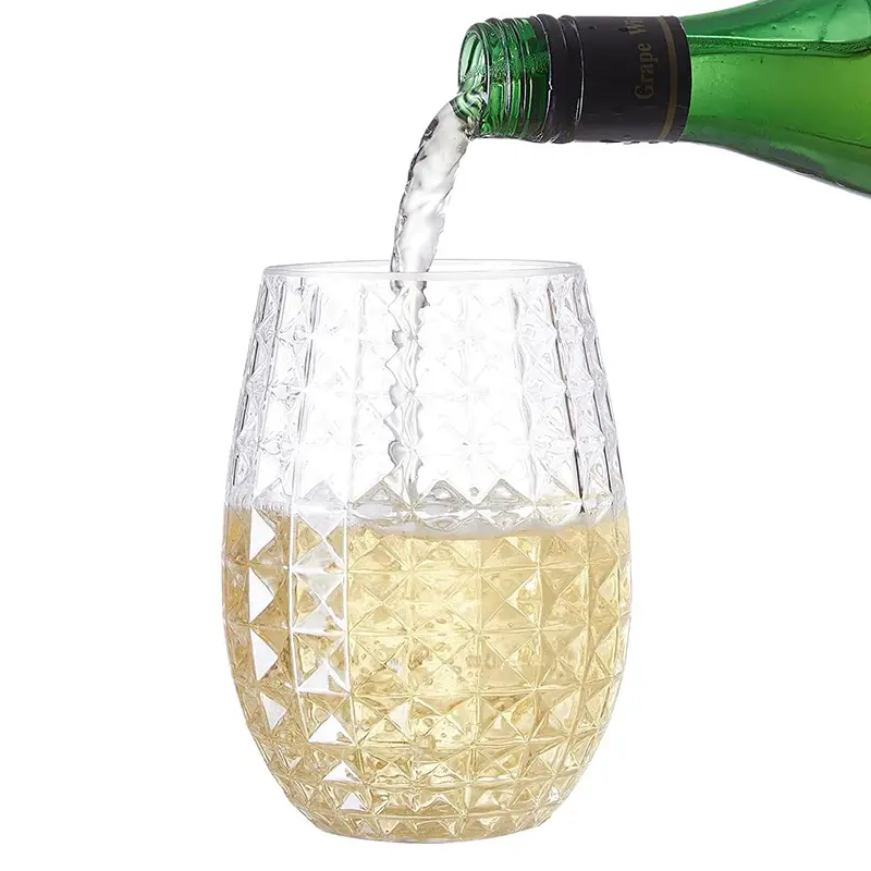 Wine Glasses Whiskey Cocktail Juice Drinking Plastic Cups - Reusable And Recyclable for Outdoor Pool Party Picnics