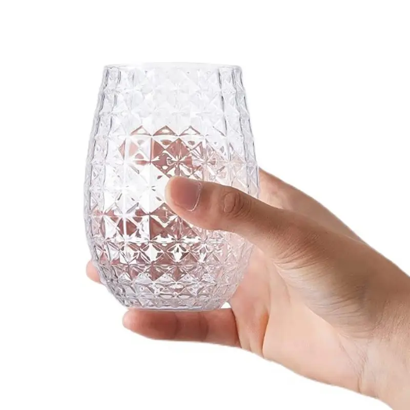 Wine Glasses Whiskey Cocktail Juice Drinking Plastic Cups - Reusable And Recyclable for Outdoor Pool Party Picnics