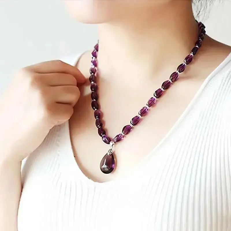 1PCS Amethyst Necklace Crystal Crafts Crystals Decorativas Raw Stone Jewelry Women's Organic Material Feng Shui Piedras
