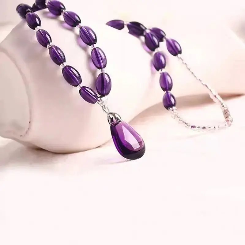 1PCS Amethyst Necklace Crystal Crafts Crystals Decorativas Raw Stone Jewelry Women's Organic Material Feng Shui Piedras