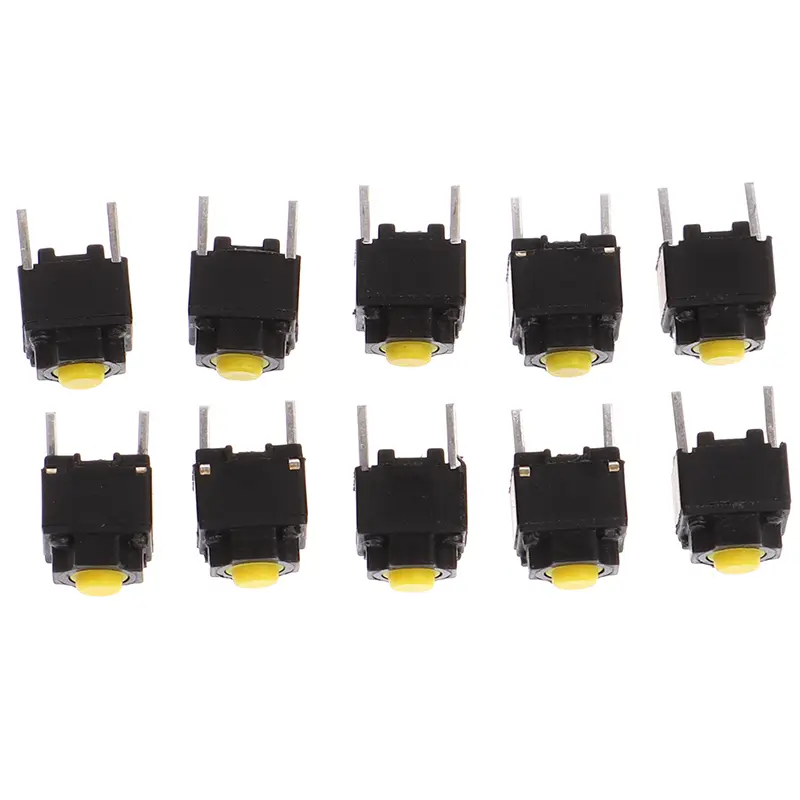 10pcs Mute Button 6*6*7.3mm Silent Switch Wireless Mouse Wired Mouse Button Micro Switch Yellow Push Button Switch