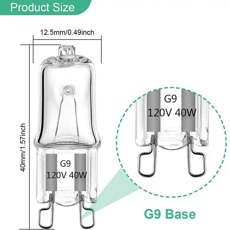 40W G9 Oven Light High Temperature Resistant Durable Halogen Bulb Lamp For Refrigerators Ovens Fans