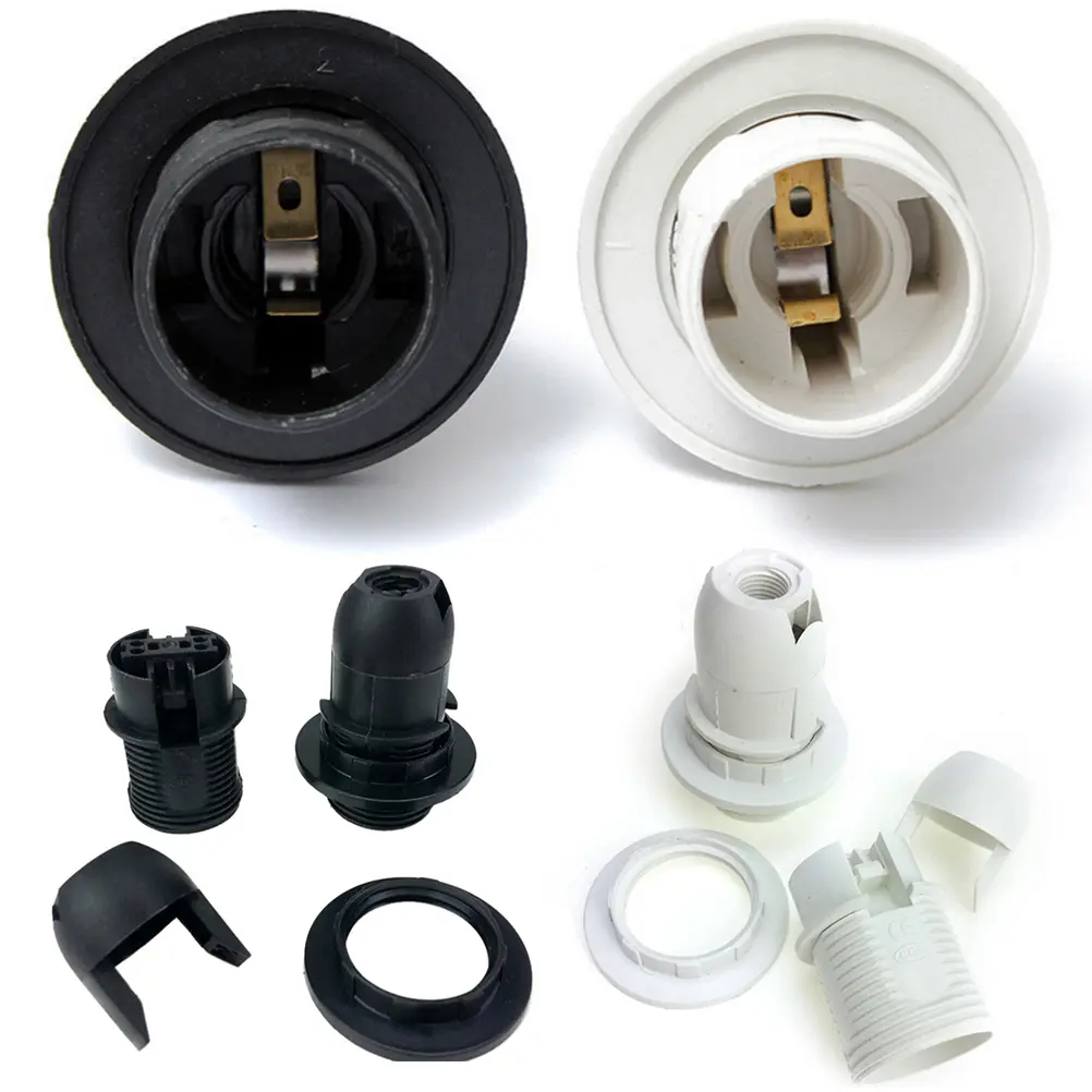 E14 Lamp Bulb Holder Edison Screw Cap Socket White/Black Pendant Ceiling Light
