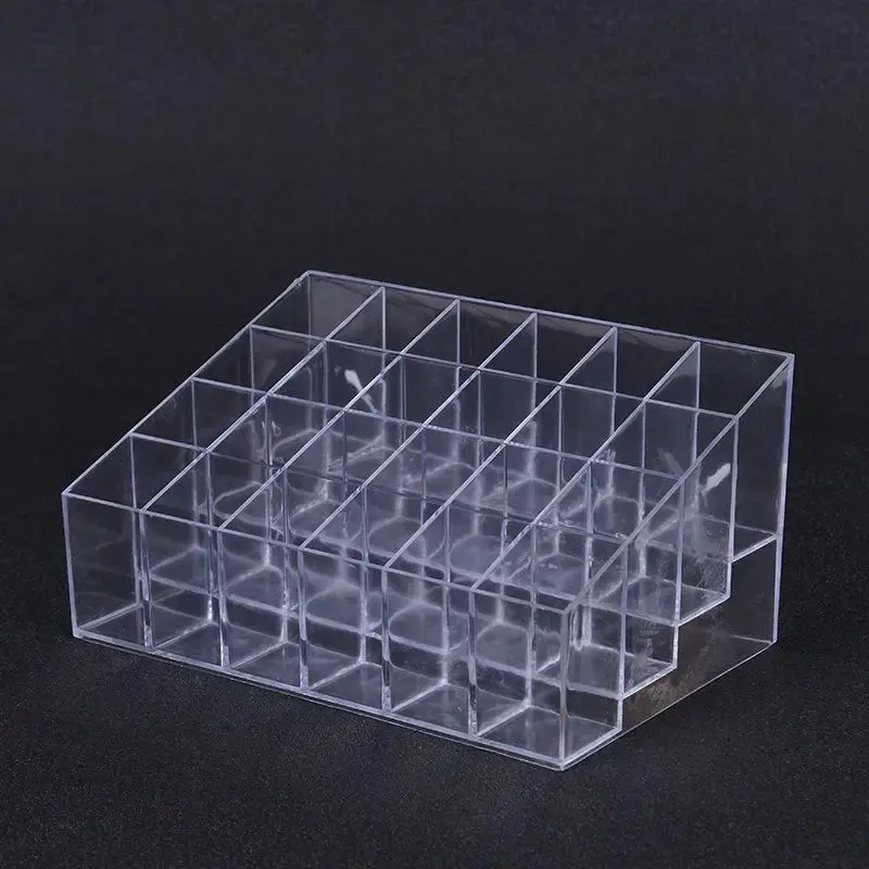 24 Grids Clear Acrylic Lipstick Box Makeup Organizer Storage Box Make Up Brush Organizer Display Holder Cosmetic Organizer Box
