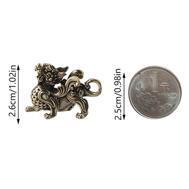 Chinese Fengshui Brass Statue Figurine Kylinsculpture Wealth Decor Prosperity Good Yao Pi Ornament Qilin Dragon Luck Animal