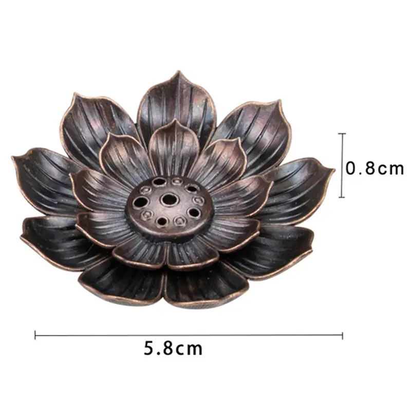 1pc Alloy Incense Burner Stick Holder Buddhism Lotus Line Incense Plate Sandalwood Coil Base Temple Yoga Studios Home Decoration