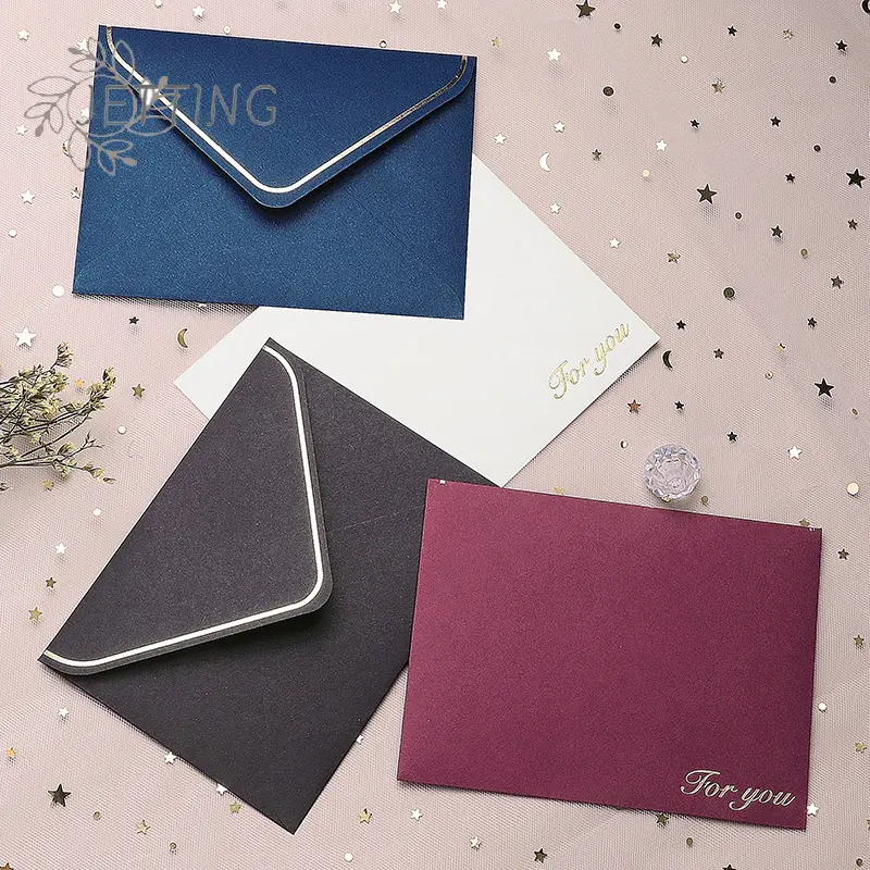 5pc Colorful Retro Hot Stamping Envelope, Creative Greeting Card, Love Letter, Invitation Letter Envelope