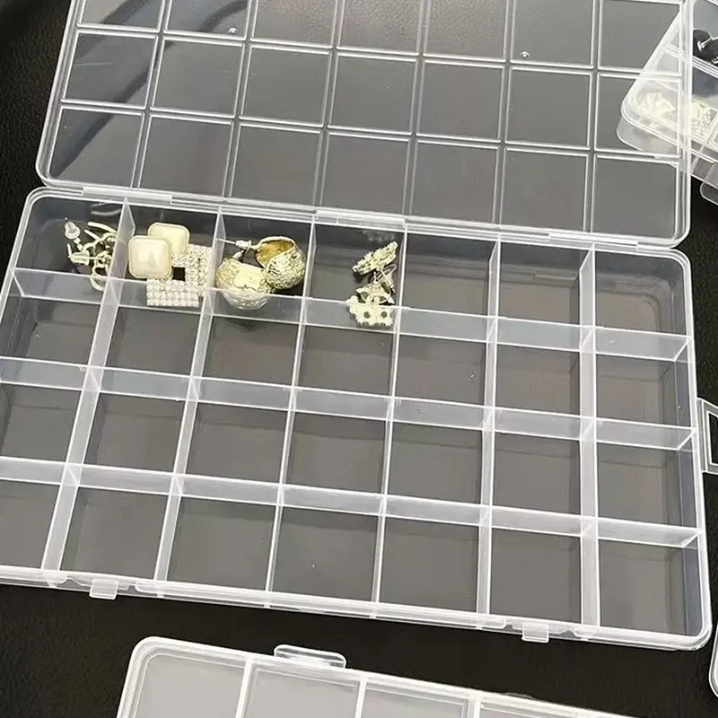 24/48Grid Compartment Transparent Plastic Storage Box Jewelry Earring Bead Screw Holder Case Display Organizer Container