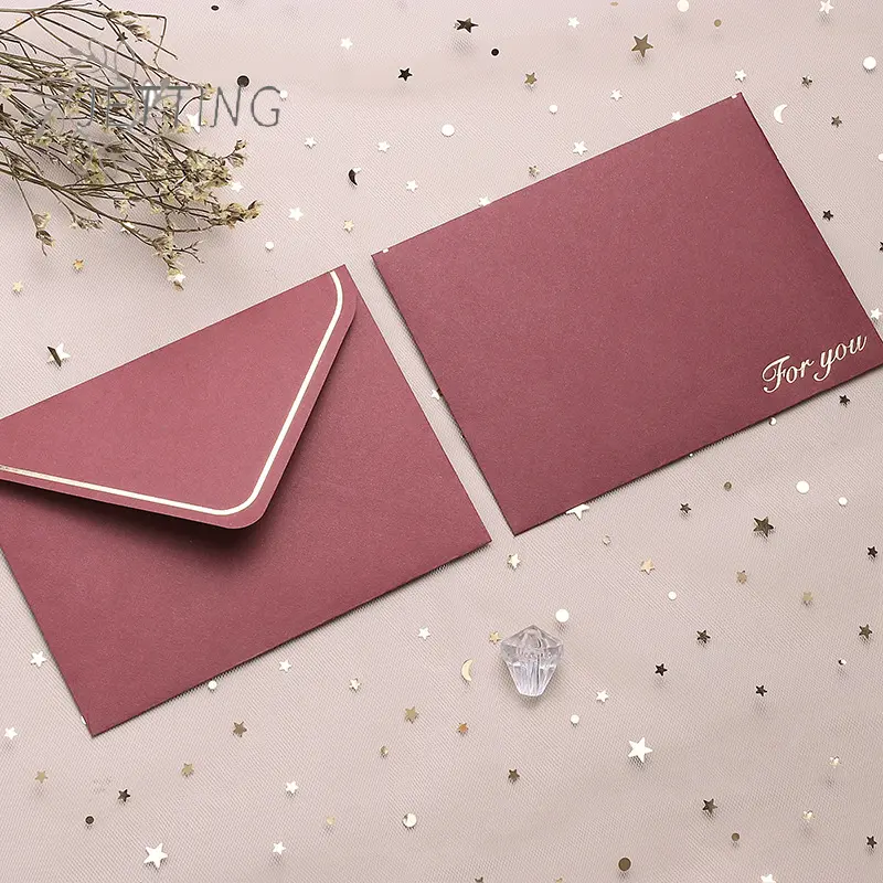 5pc Colorful Retro Hot Stamping Envelope, Creative Greeting Card, Love Letter, Invitation Letter Envelope