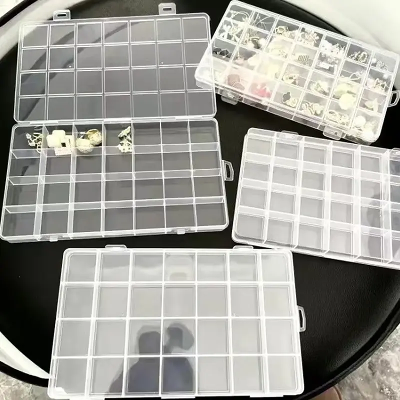 24/48Grid Compartment Transparent Plastic Storage Box Jewelry Earring Bead Screw Holder Case Display Organizer Container