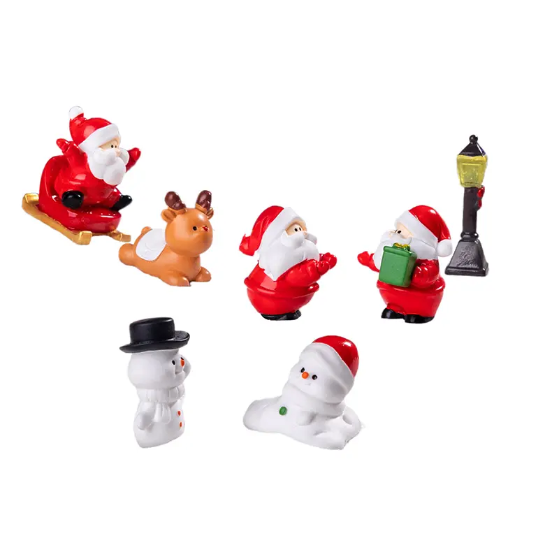 1PC New Year Gift Home Decoration Kawaii Christmas Figurines Miniature Santa Claus Snowman Micro Landscape Ornaments