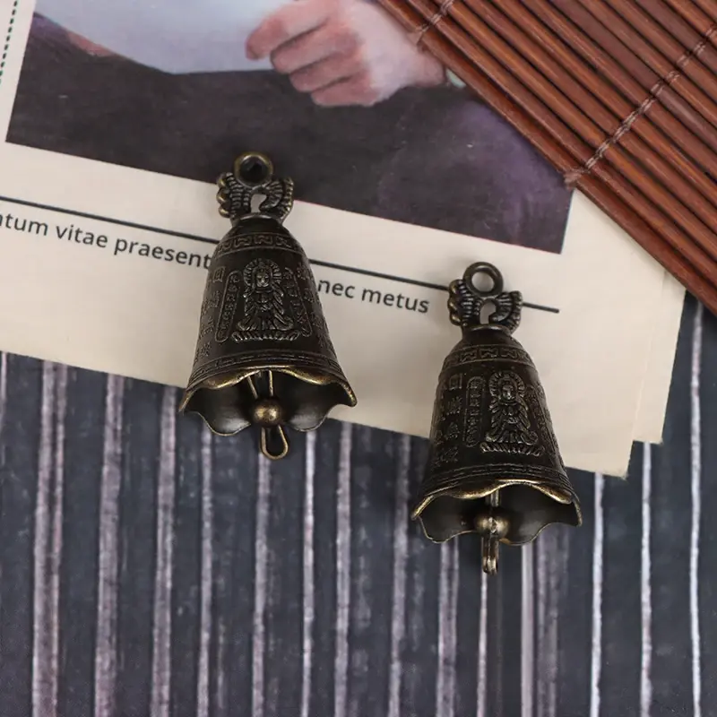1pc Antique Bell China's mini Brass Copper sculpture pray Guanyin Bell Shui Feng Bell Invitation Buddha Buddhism