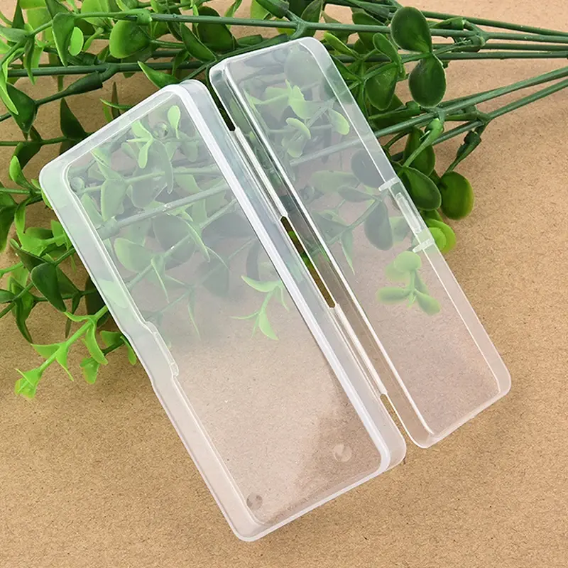 1PC Transparent Nail Art Empty Storage Box Rectangle Plastic White Buffer Grinding File Nail Rhinestone Brush Pen Container Case